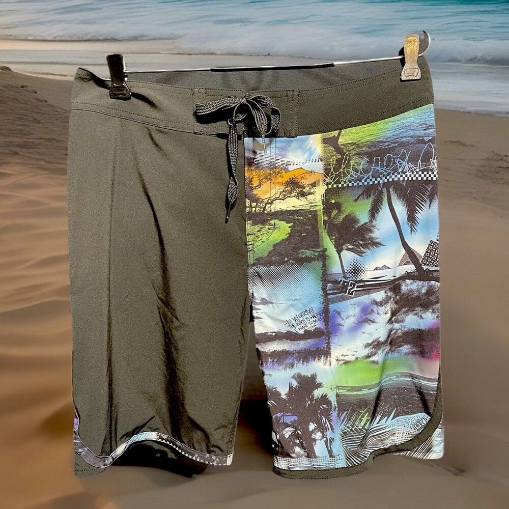 Micros Athletic Board Shorts Unique Blocked Print Drawstring/. N8